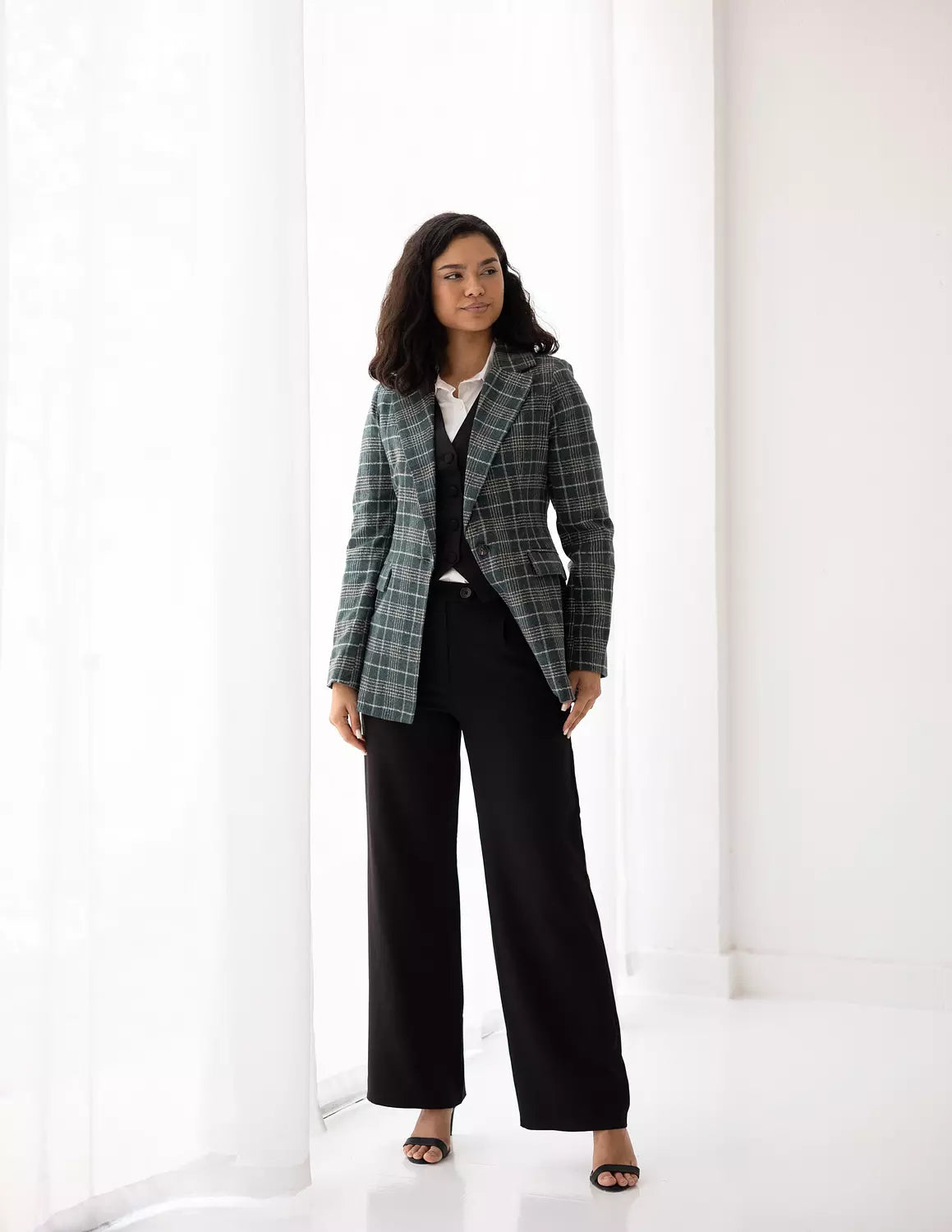 Deep Jungle Green Plaid blazer