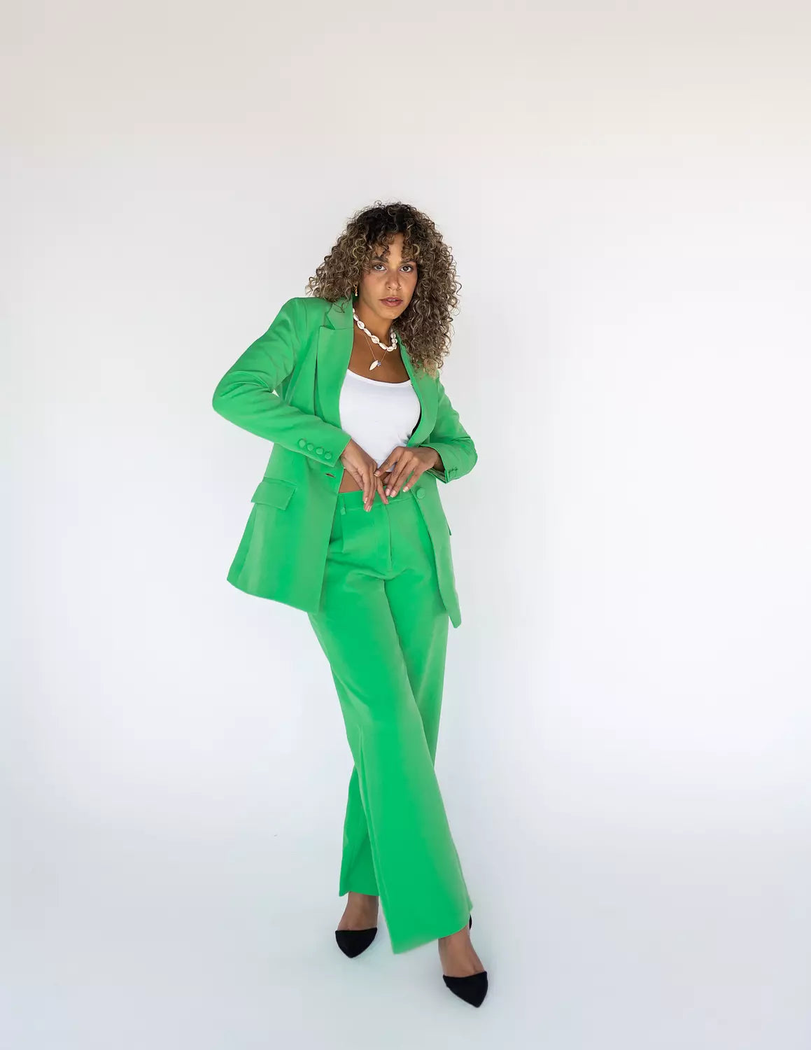 Emerald Wide-Leg Straight Mid Pants